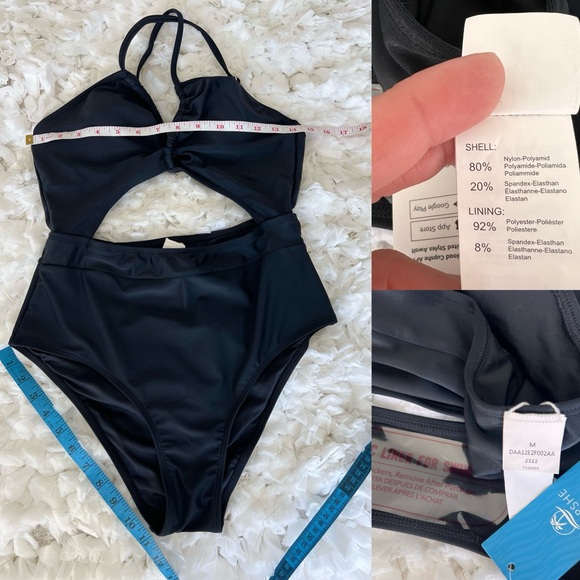 NWT Women's Cutout One Piece Crisscross Front Drawstring Bathing Suit SIZE M - Picture 17 of 17